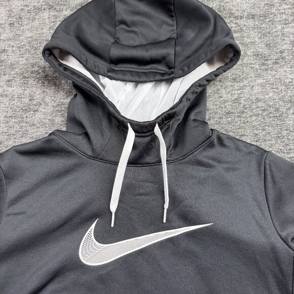 Nike Dri-Fit Women’s Black Pullover Hoodie Size Medium M Swoosh Logo Fleece Line - Picture 5 of 11